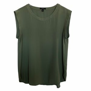 J Crew Olive Green Sleeveless Blouse Size 12 Tall
